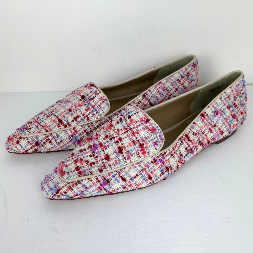 Ann Taylor Pink Tweed Flats Loafer Pointed Toe 9M
